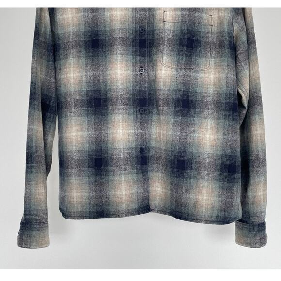 Pendleton Made in USA Wool Blue Plaid Button Up Mens Shirt Sz L Lodge One Pocket - Picture 4 of 12